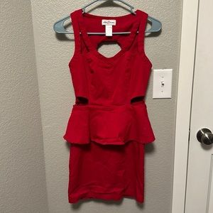 Perplum red block cutout dress